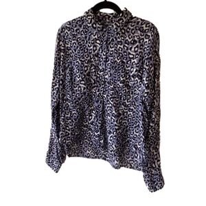 BDG Long Sleeve Leopard Print Button Up Shirt M